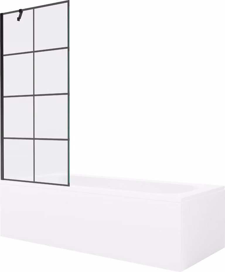 Mexen Vega vasca rettangolare 180 x 80 cm con rivestimento e schermo a 1 anta 80 cm, motivo nero - 550118080X9508007077