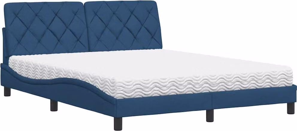 Letto con Materasso Blu 160x200 cm in Tessuto