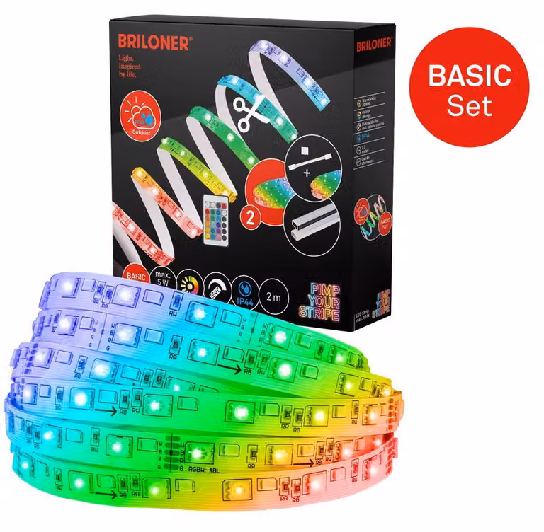 Pimp Your Stripe Set iniziale LED Strip 2 m, IP44 per esterni, RGB+W, telecomando
