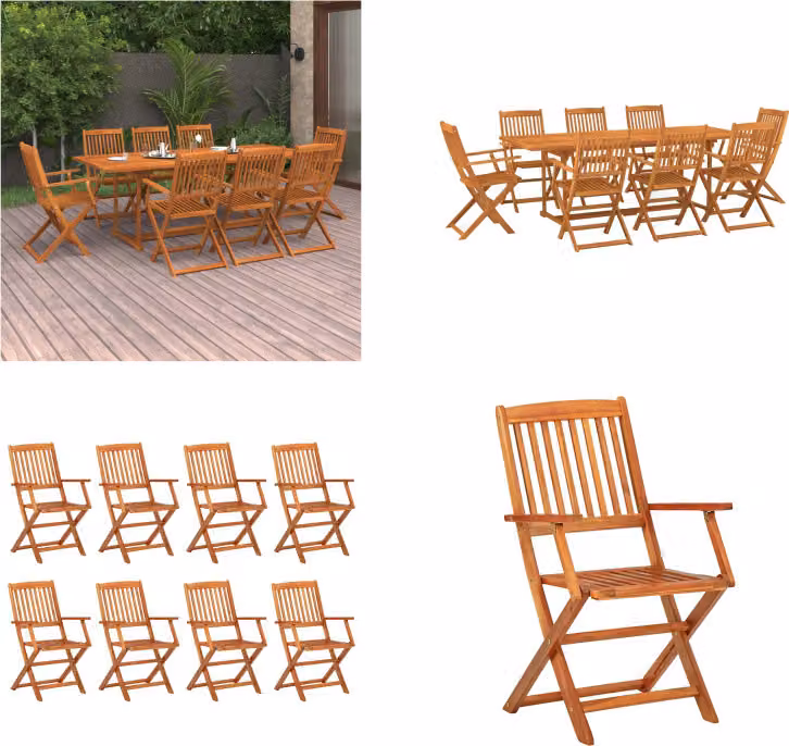 vidaXL set da pranzo da giardino 9 pezzi in legno massiccio di acacia - Set da pranzo - Set da pranzo - Set da pranzo da giardino - Set da pranzo da giardino