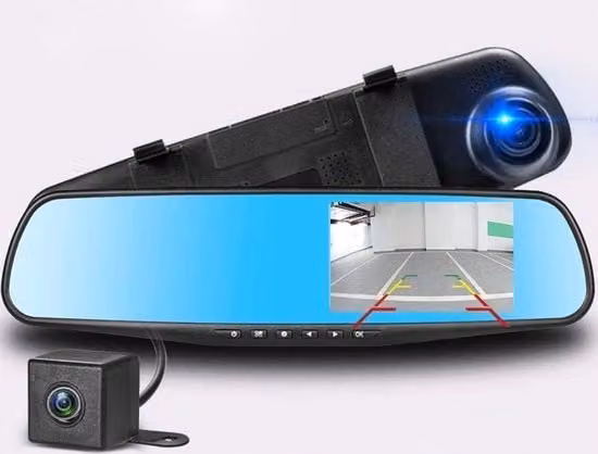 Dashcam Auto Full HD 1080p con Registrazione Continua, Monitor di Parcheggio e Sensore di Caduta, Colore Nero