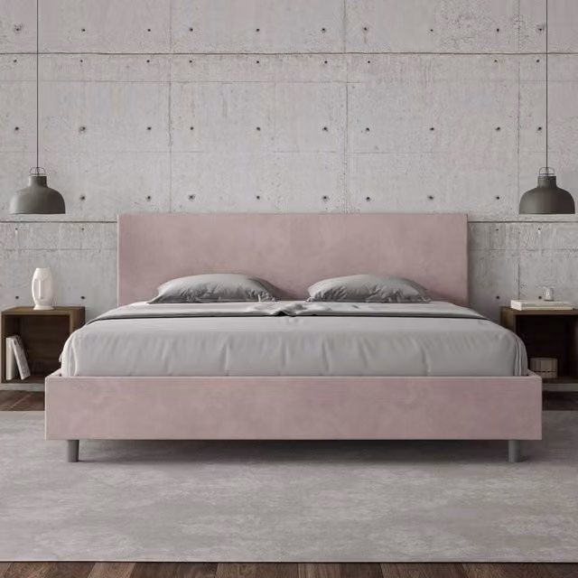 Letto matrimoniale king size con contenitore imbottito Adele Ityhome in microfibra colore glicine L 210 cm x P 190 cm
