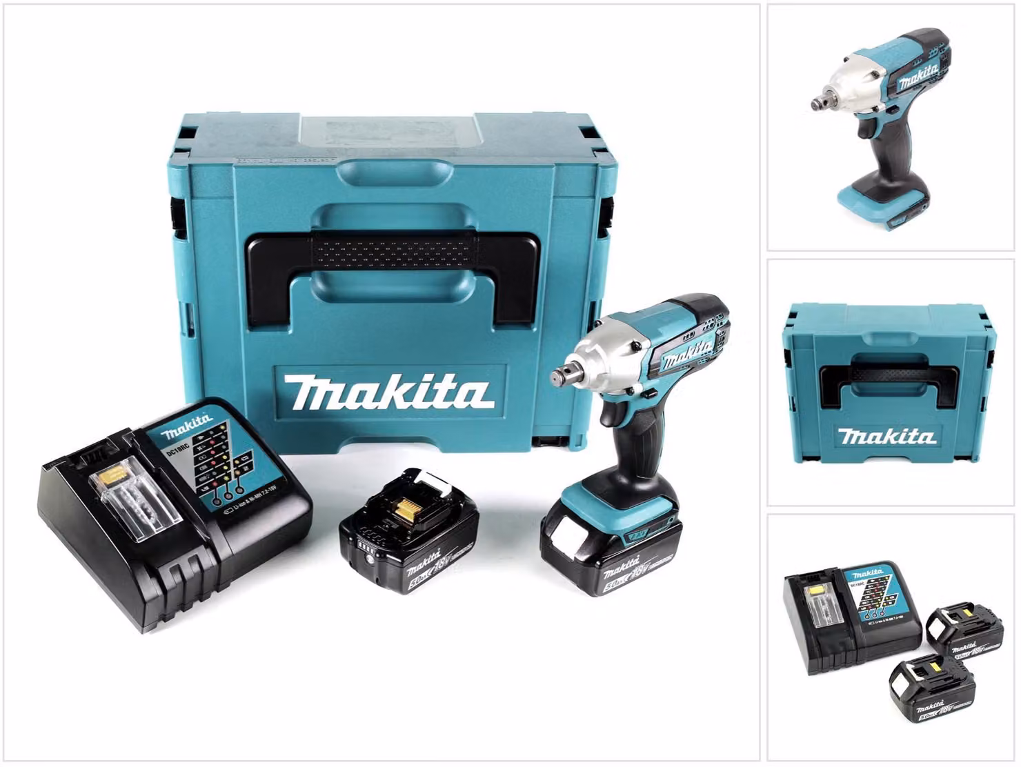 Makita DTW 190 RTJ 18V Avvitatore ad impulsi a batteria in valigetta Makpac + 2x Batterie BL 1850 5,0 Ah + Caricatore rapido DC 18 RC