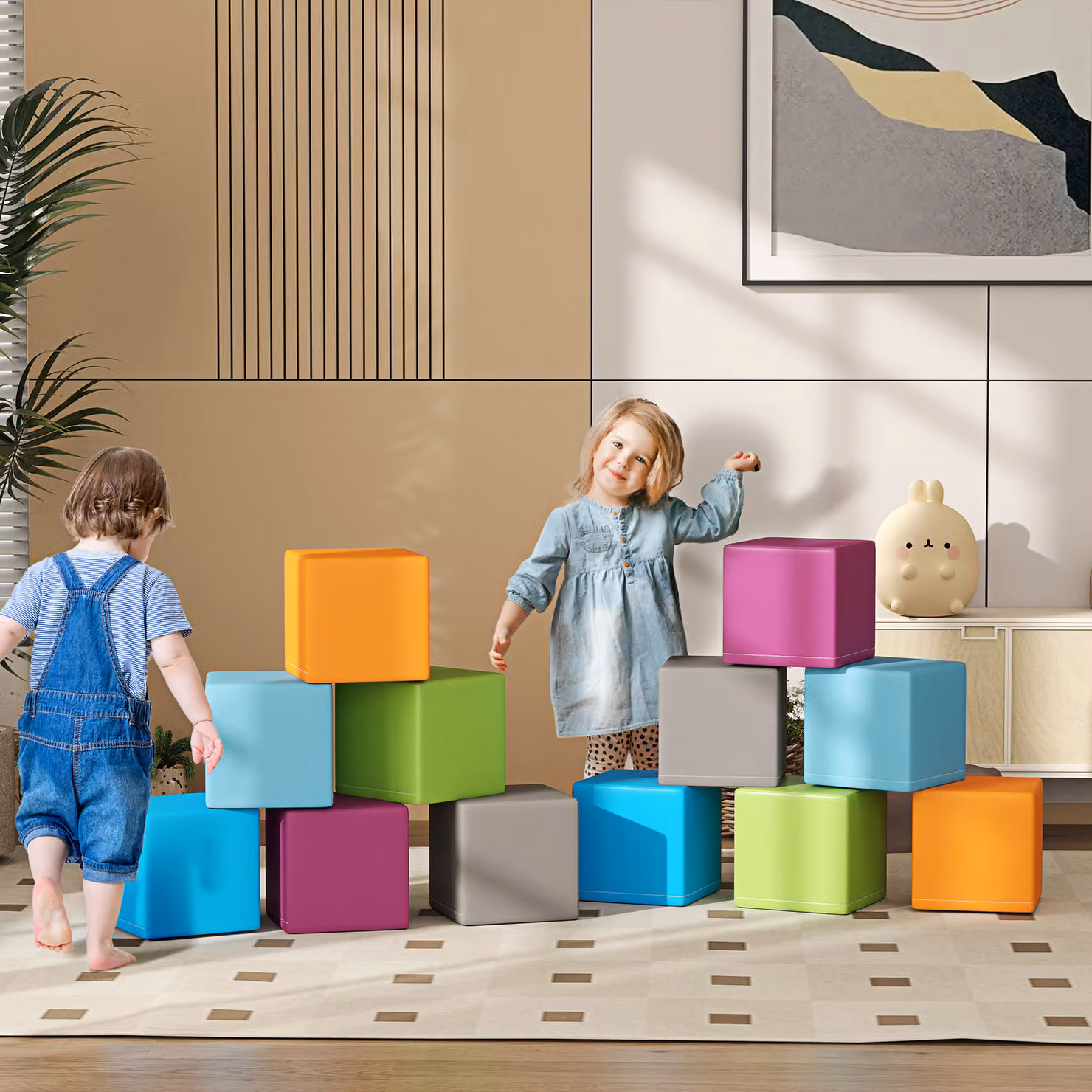 HOMCOM Giocattolo da arrampicata e strisciamento in morbida schiuma EPE per bambini, Multicolore, L/P/H: 20 x 20 x 20 cm – 2
