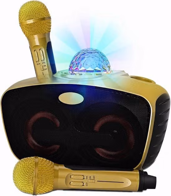 Kit Karaoke SDRD con 2 Microfoni Bluetooth e USB-C, Multicolore e Oro