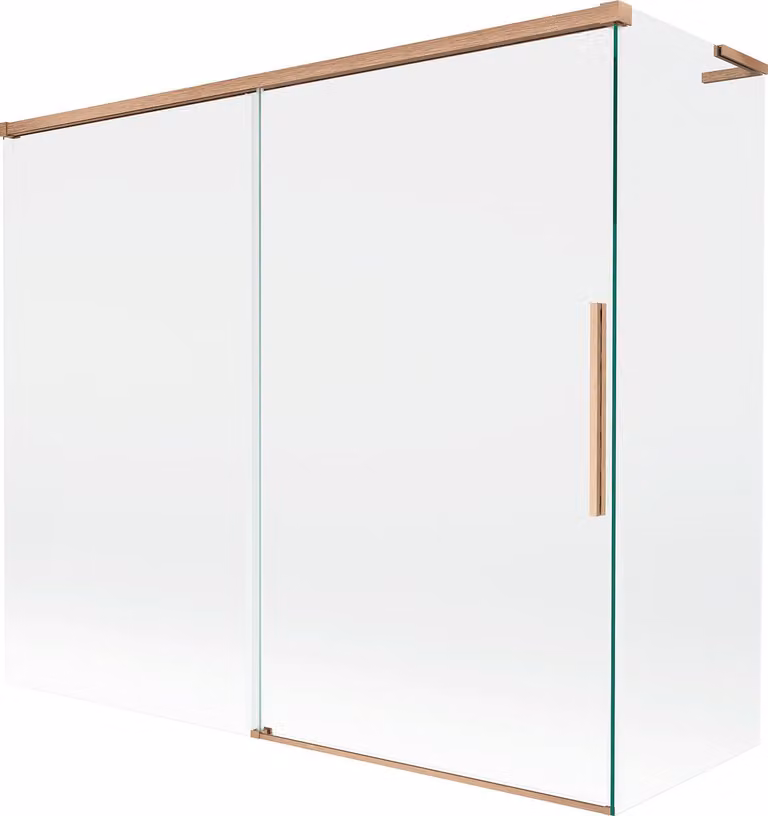 Mexen Rox L paratia per vasca da bagno a 2 ante scorrevoli 180 + 90 x 150 cm, trasparente, rame spazzolato - 8C9L-180-090-65-00