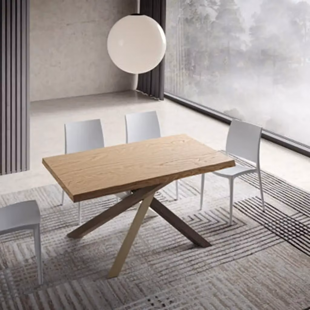 Tavolo allungabile moderno Itamoby in rovere e metallo, L/P/H: 160-210 x 90 x 75 cm, colore antracite e marrone – 2