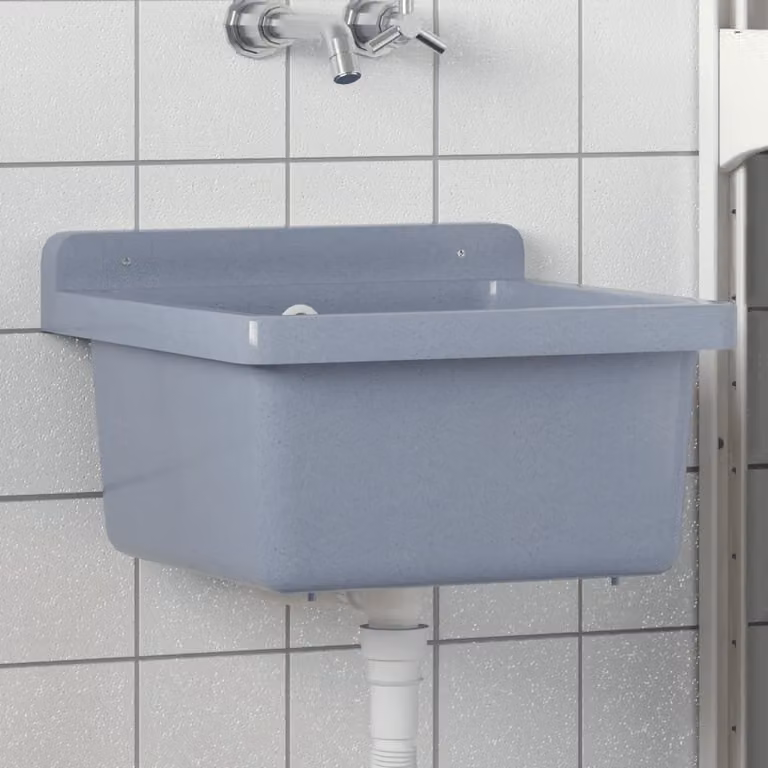 Lavabo a parete vidaXL in resina grigio L 40 cm x P 40 cm x H 24 cm