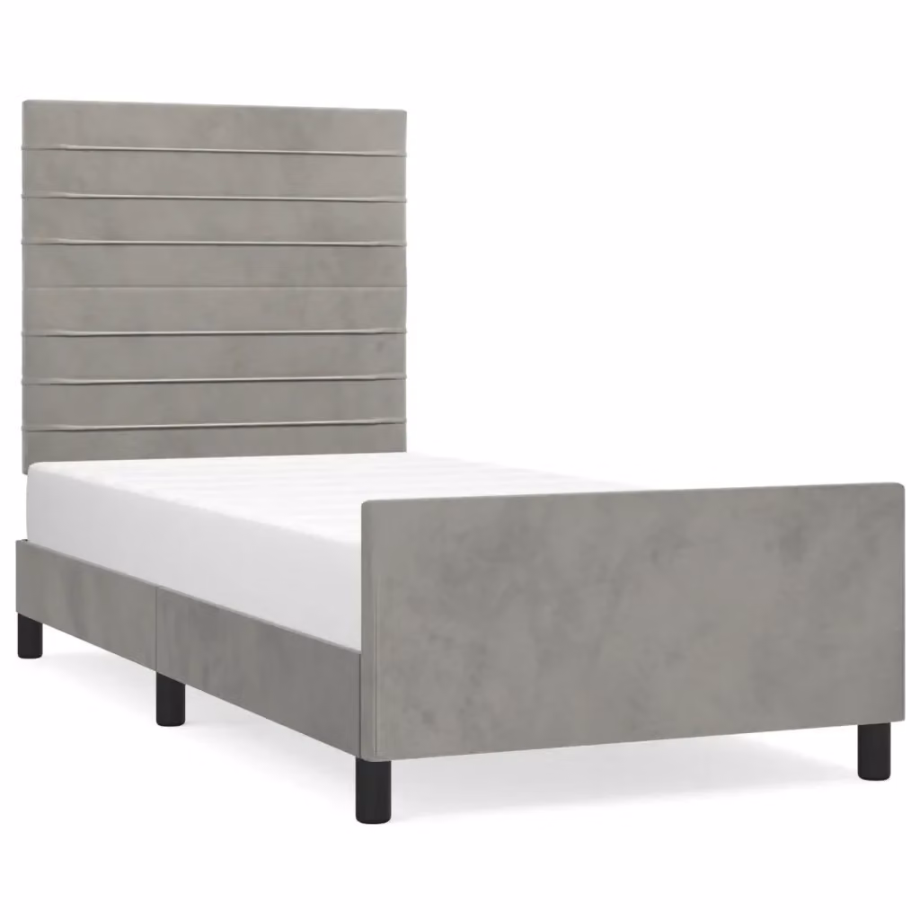 Giroletto senza materasso vidaXL in velluto grigio chiaro con struttura in legno di larice L/P/H: 200 x 80 x 128 cm – 2