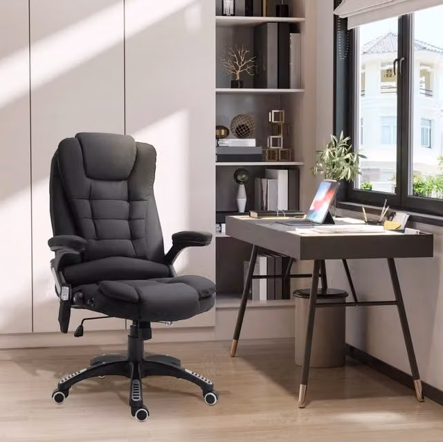 sedia da ufficio gaming nera 68x72x120 cm – massaggio riscaldante reclinabile