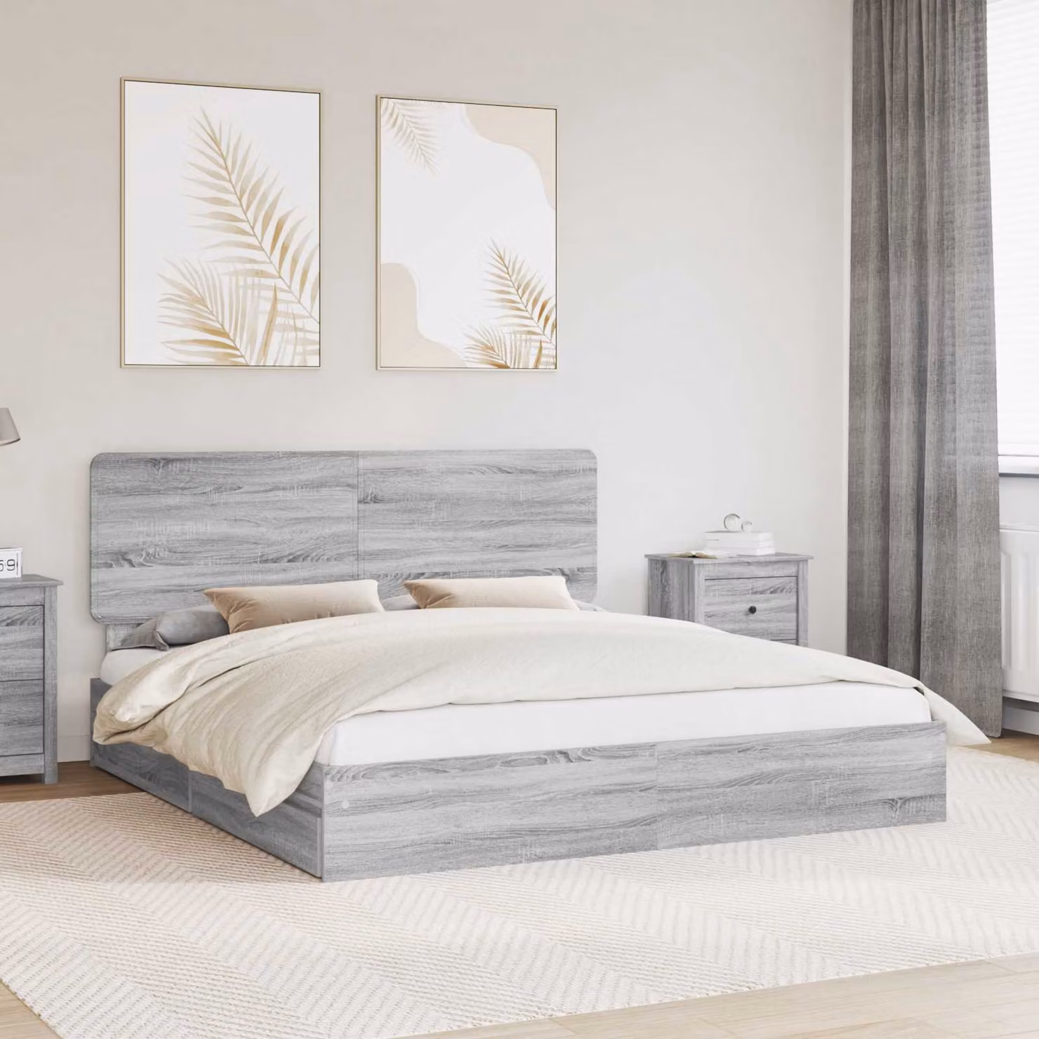 Letto con contenitore e cassetti vidaXL in legno Grigio Sonoma L/P/H: 200 x 200 x 206 cm