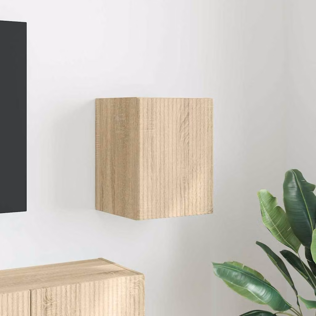 Mobile TV da parete vidaXL in legno ingegnerizzato color marrone, L: 30 cm, P: 31 cm, H: 40 cm