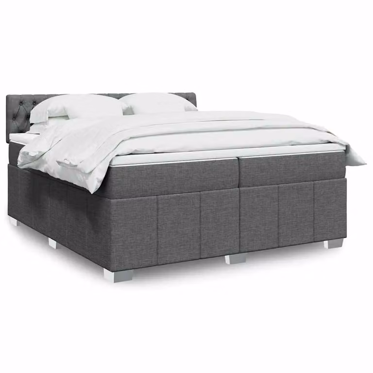 vidaXL Giroletto a Molle con Materasso Ibrido in Tessuto Grigio e Bianco, L/P: 200 x 200 cm