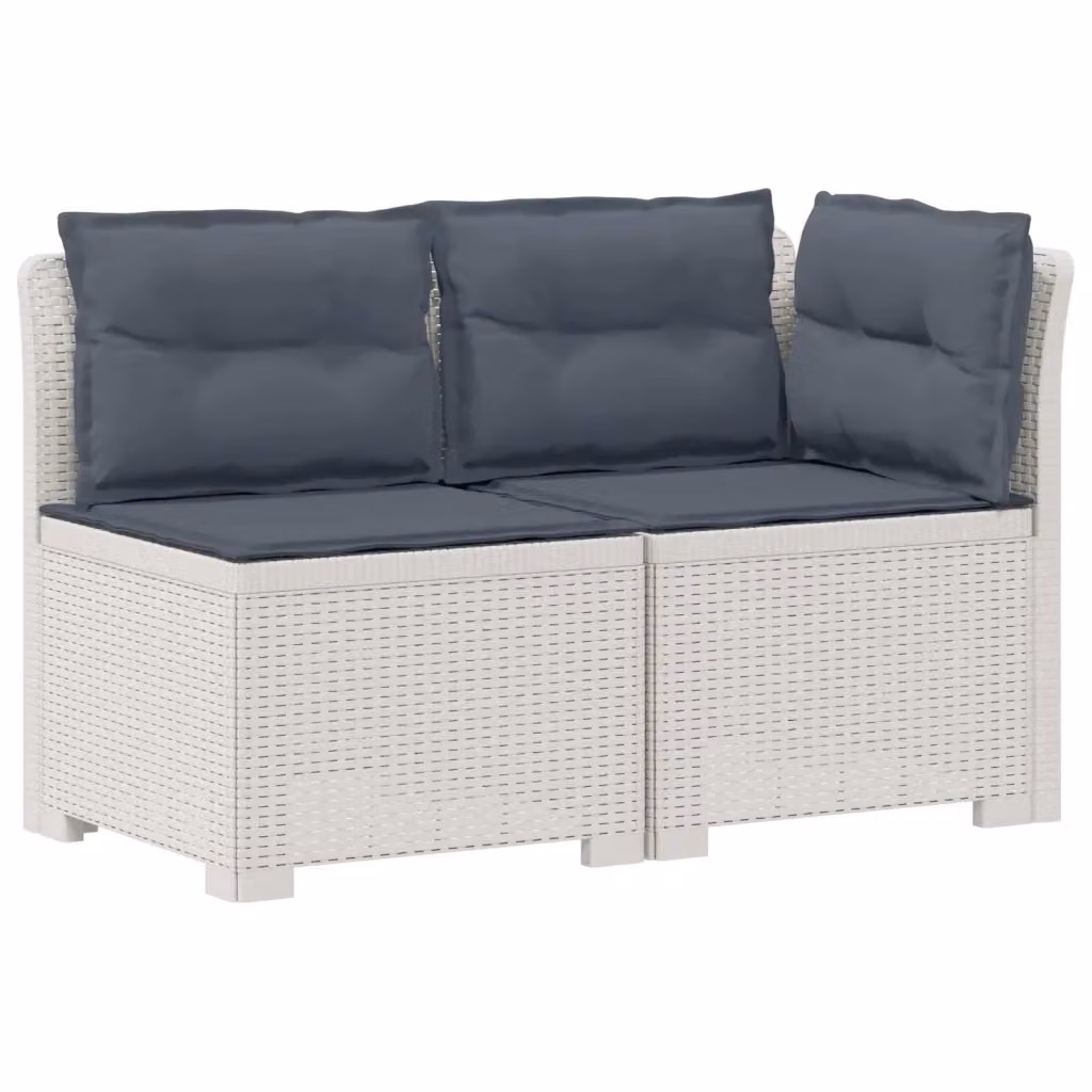 Divano da giardino a 2 posti vidaXL con cuscini grigi e bianchi in stile rattan moderno resistente alle intemperie – 2