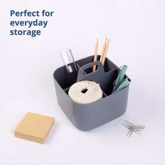 Organizer da scrivania in plastica, impilabile, rettangolare, grigio