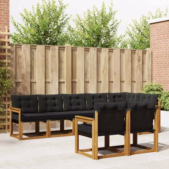 Set di divani da esterno 8 pz Naturale e Nero 3368779