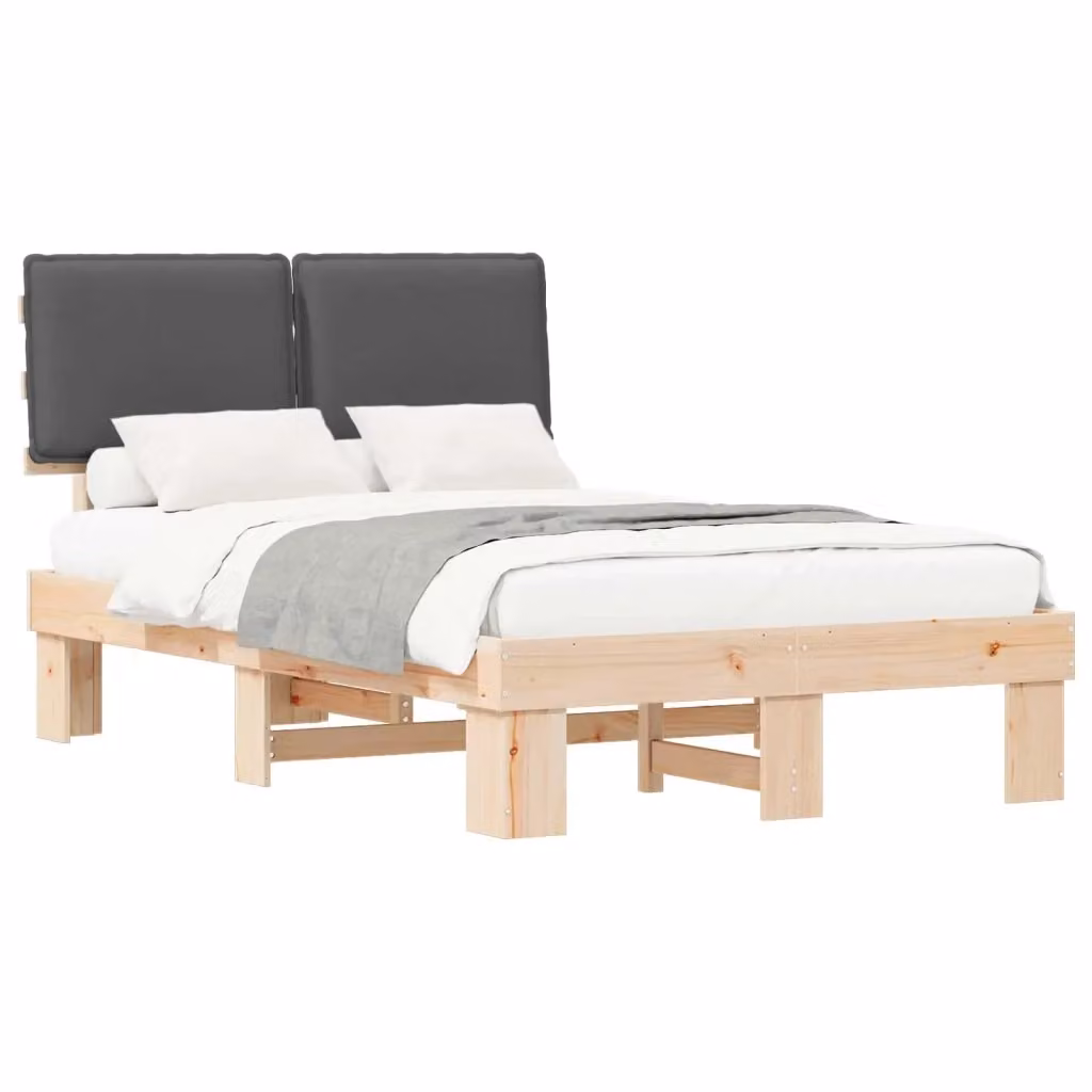 Letto con Testiera Rivestita in Tessuto Grigio vidaXL L/P/H: 120 x 200 cm – 2