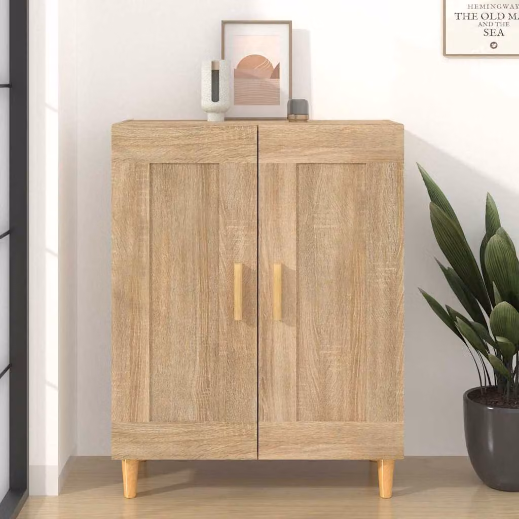 Credenza vidaXL in Legno Multistrato e MDF, Colore Marrone, L: 69,5 cm, P: 34 cm, H: 90 cm