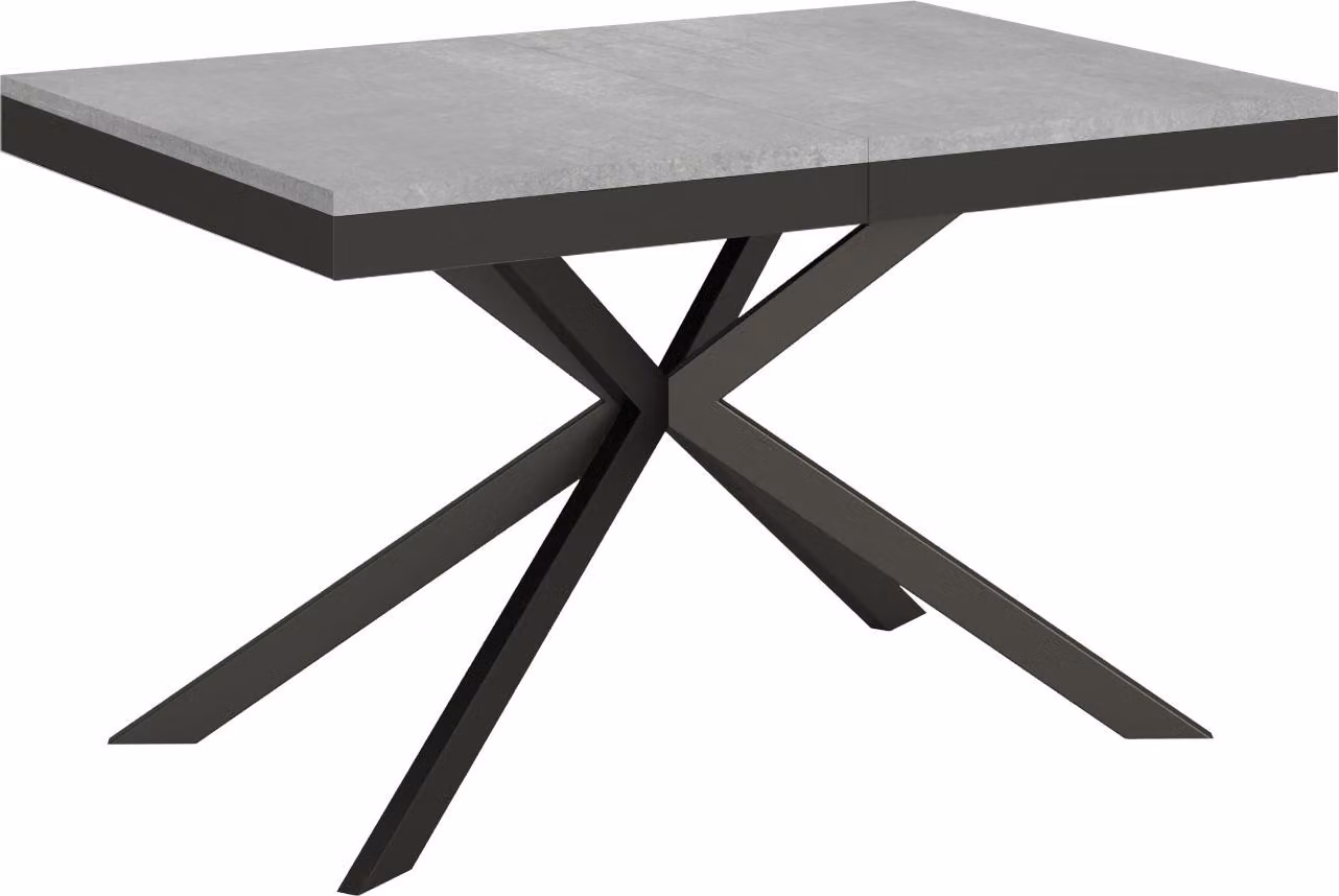 ITYHOME - Tavolo allungabile 120/380x90 cm Plaker Evolution cemento telaio e gambe antracite