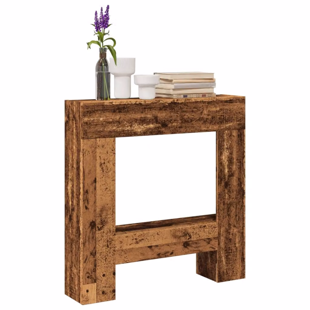 Cornice per Camino in Legno Antico vidaXL, Colore Marrone, L: 81 cm, P: 18 cm, H: 82 cm
