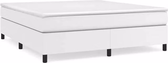 Letto matrimoniale moderno in similpelle bianco con struttura a doghe e rete a molle L/P: 180 x 200 cm – 1