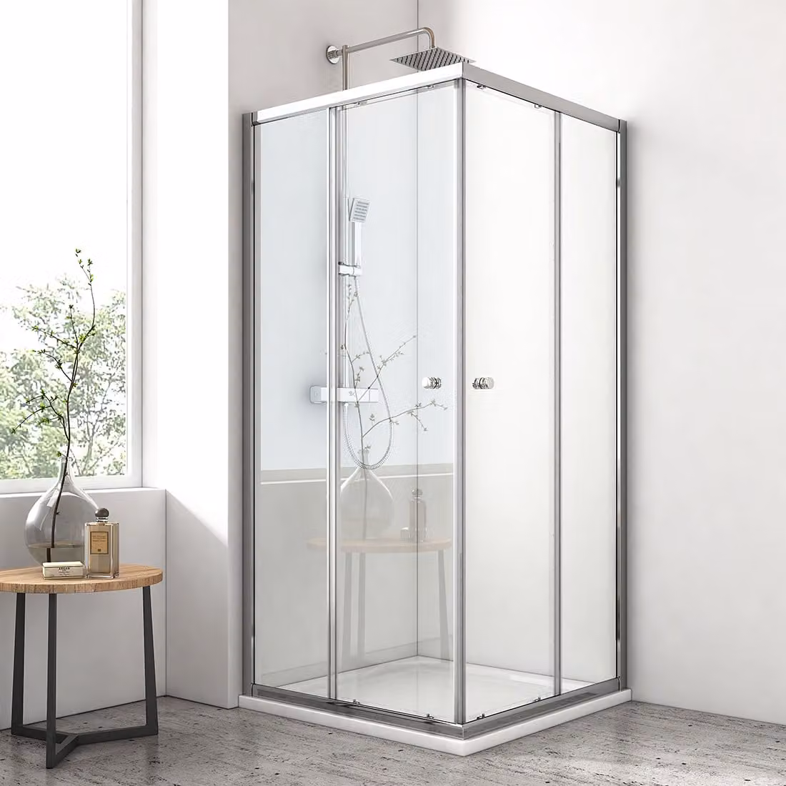 Cabina doccia EMKE 80x90x185 cm ingresso angolare porta scorrevole vetro di sicurezza ESG da 5 mm con doppie rotelle e sgancio rapido doccia angolare porta doccia parete doccia
