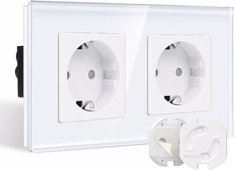 Presa multipla Schuko con protezione per bambini, dimensioni 157x86 mm, per uso domestico