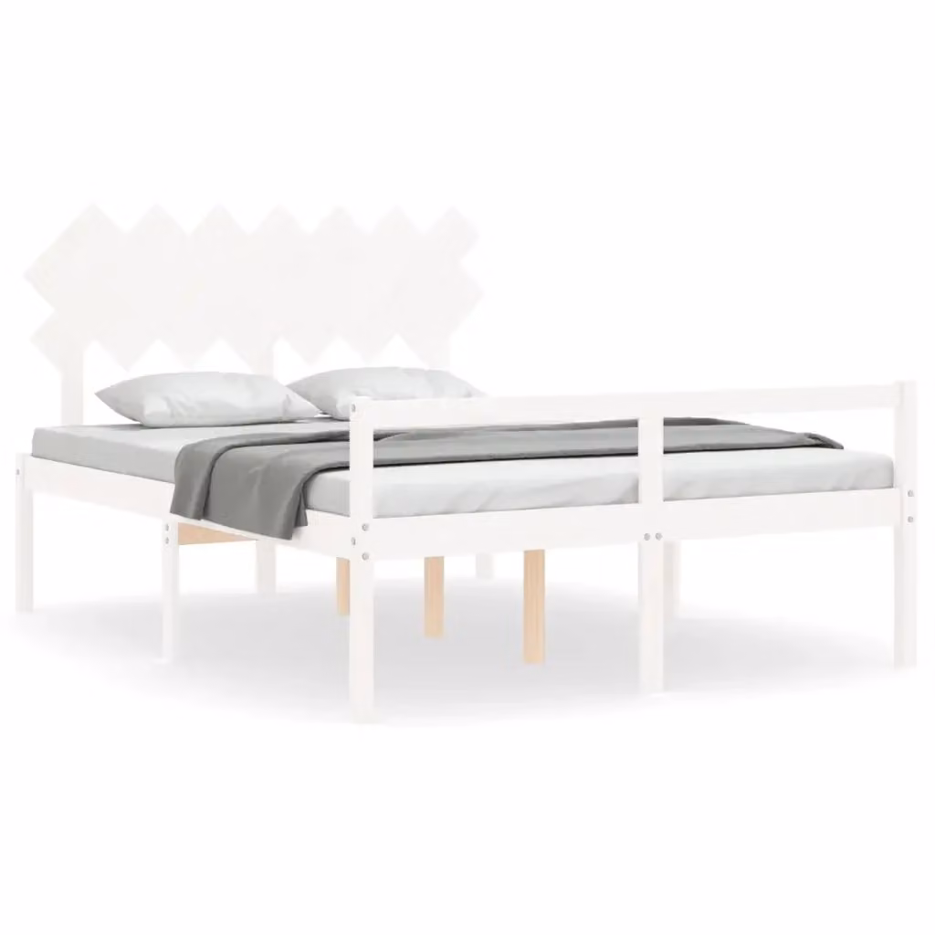 Letto per anziani vidaXL in legno massello di pino bianco con testiera L/P/H: 145.5 x 140 x 195.5 cm – 2