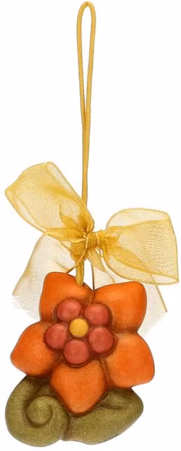 Addobbo pasquale floreale Thun in ceramica arancione a forma di pendente