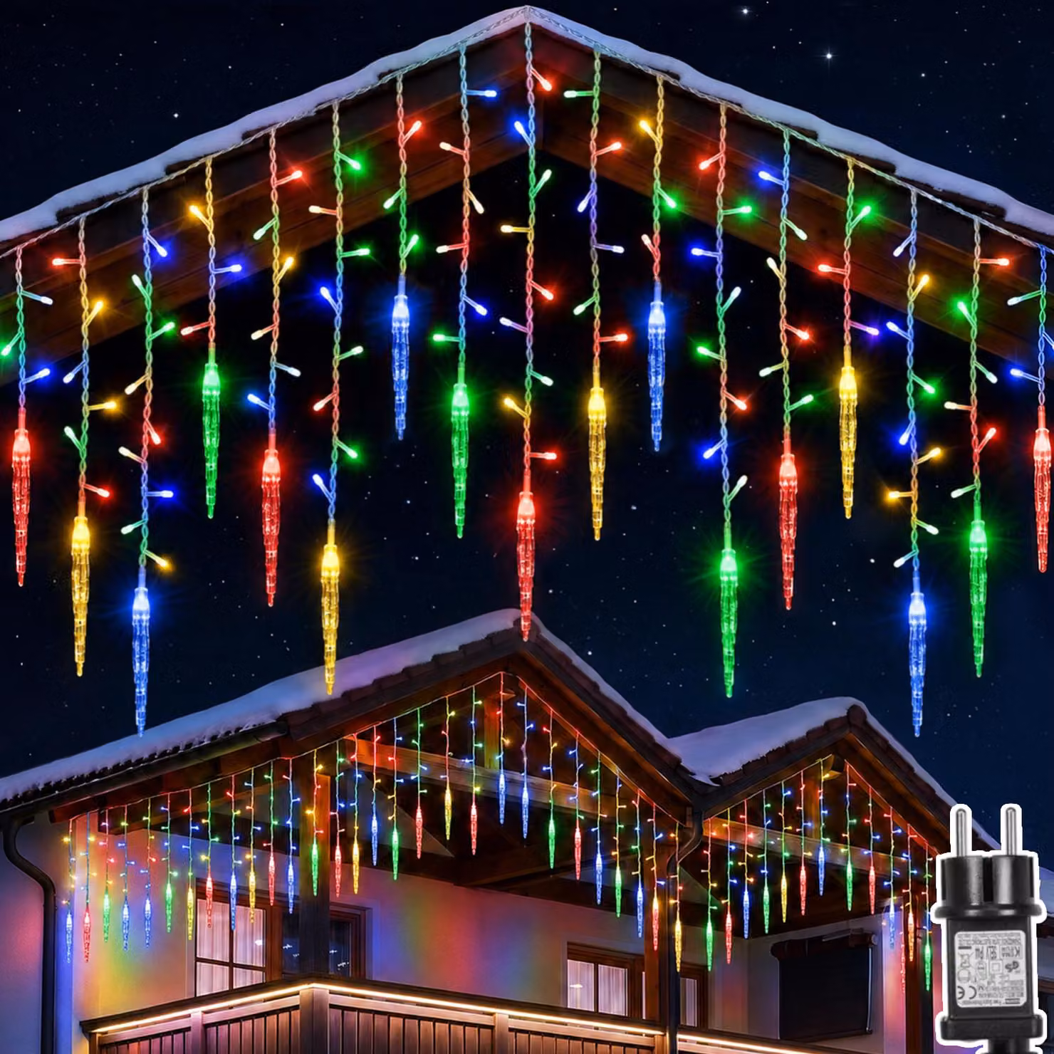 3.5m 96LED ghiacciolo fata luci colorate luce tenda impermeabile indoor festa giardino decorazione di Natale