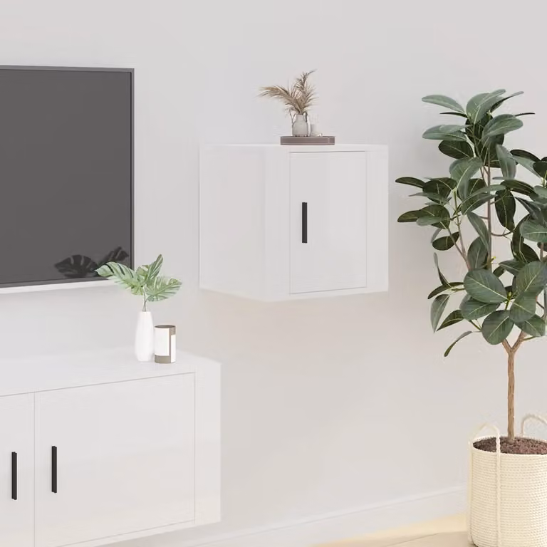 vidaXL Mobile Porta TV a Parete Bianco Lucido L 40 cm, P 34,5 cm, H 40 cm
