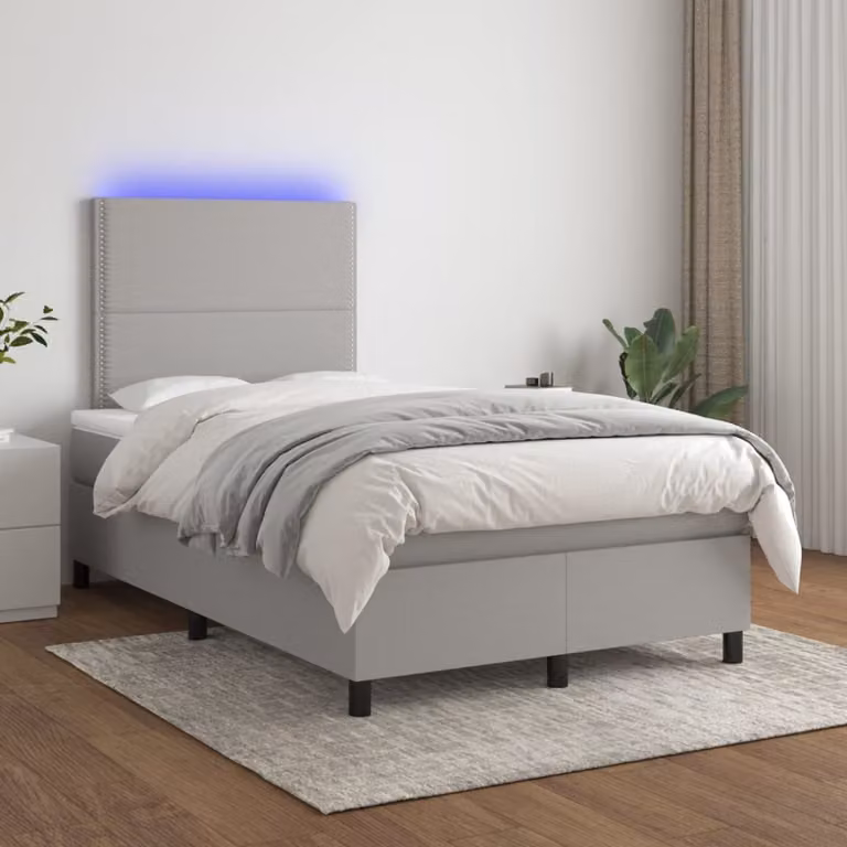Maison Exclusive - Letto a Molle Materasso e LED Grigio Chiaro 120x200 cm Tessuto
