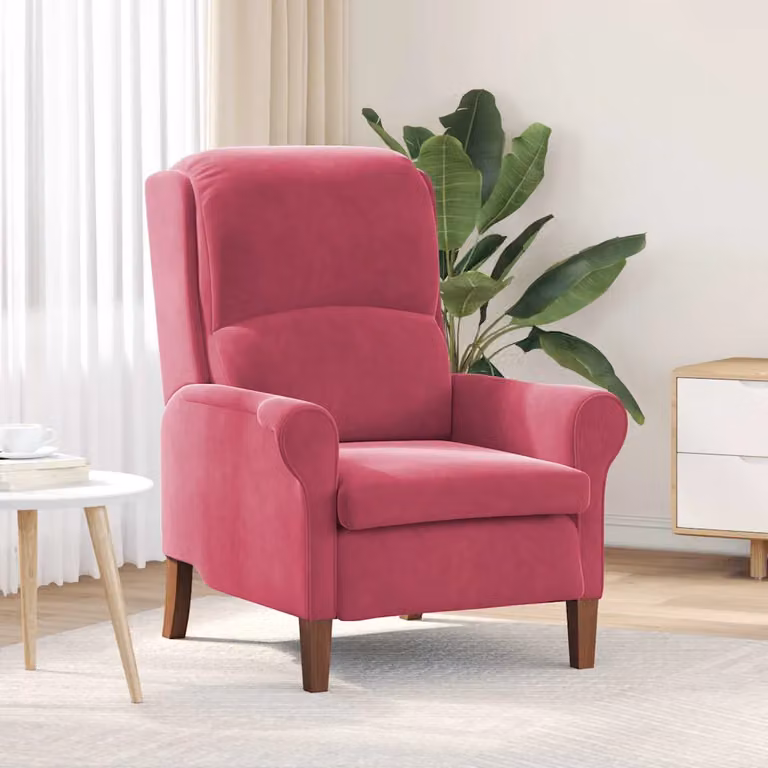 Poltrona lounge moderna vidaXL in velluto rosso con braccioli, L: 76 cm, P: 94 cm, H: 102 cm