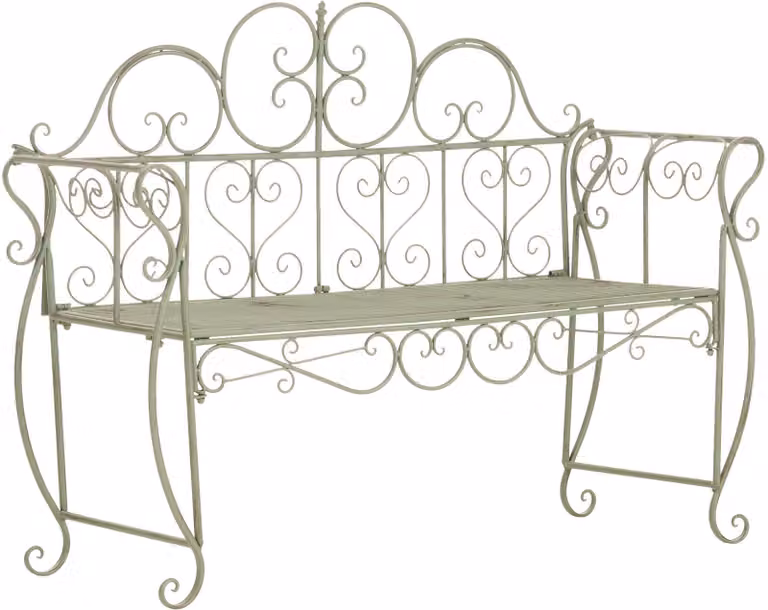 Panca da giardino Minna - Panca da giardino in stile Art Nouveau, realizzata in metallo | Colore: anticato/verde | Dimensioni: 128x46x94 cm