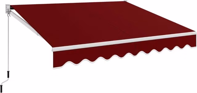 Tenda parasole in alluminio con manovella e poliestere impermeabile, Tenda da sole retrattile 295x250cm Rosso Bordeaux-Tende parasole