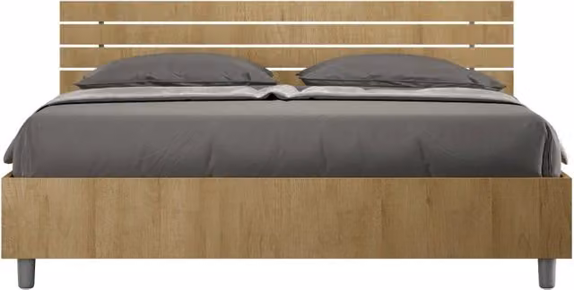 Letto Matrimoniale 160x190 cm testata inclinata con doghe Ankel - Senza rete,Quercia Natura