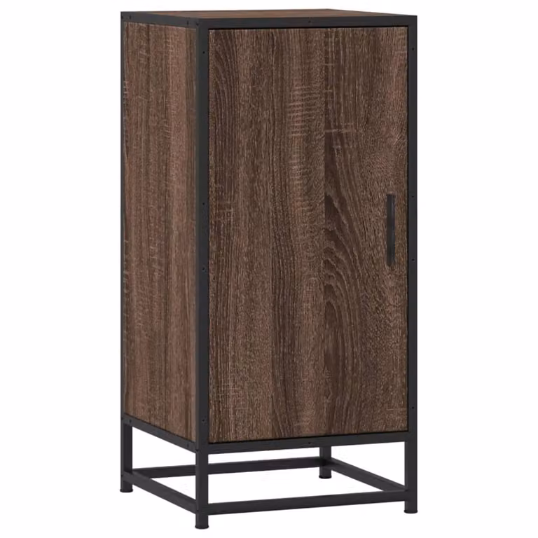 Credenza Rovere Marrone 35,5x35x76 cm in Truciolato e Metallo