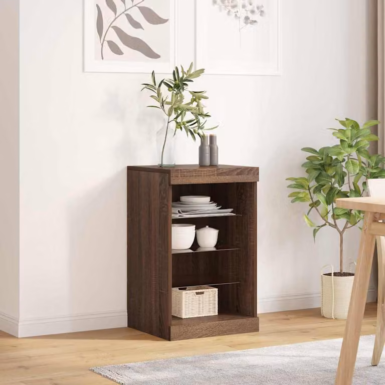 Credenza moderna vidaXL con luci LED in rovere marrone L: 41 cm, P: 37 cm, H: 67 cm
