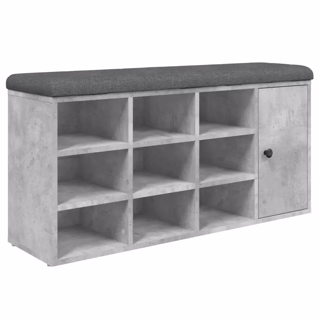 Panca Scarpiera e Sgabello Design Mania Grigio Cemento in Legno Multistrato L: 102 cm, P: 32 cm, H: 50 cm – 2