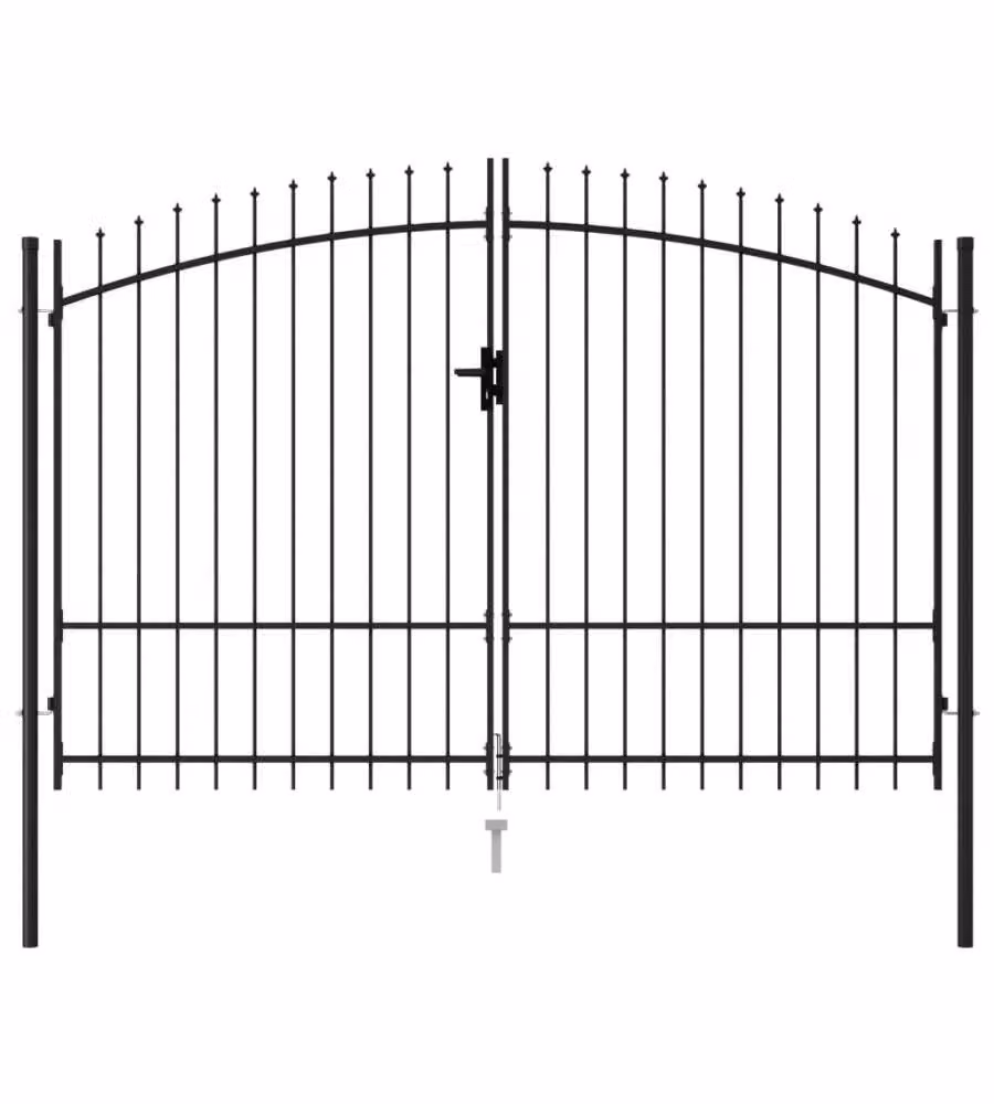 vidaXL Cancello a Doppia Anta in Acciaio - Nero - 3x1.75 m