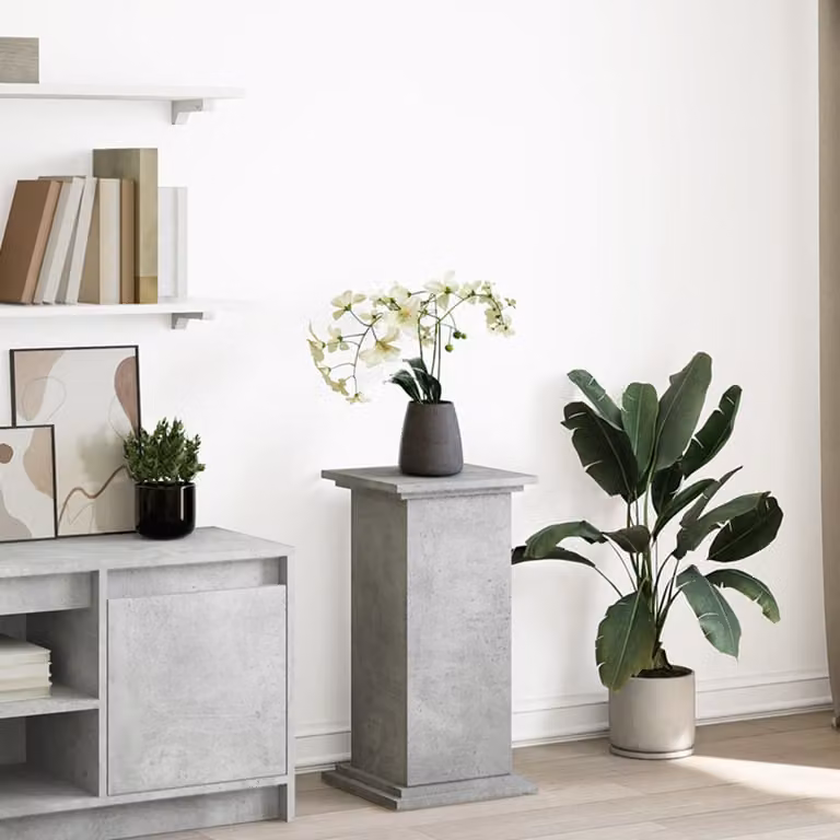 Espositore con portaoggetti vidaXL in legno MDF, colore grigio, design moderno per soggiorno o giardino, L/P/H: 31 x 30 x 60 cm