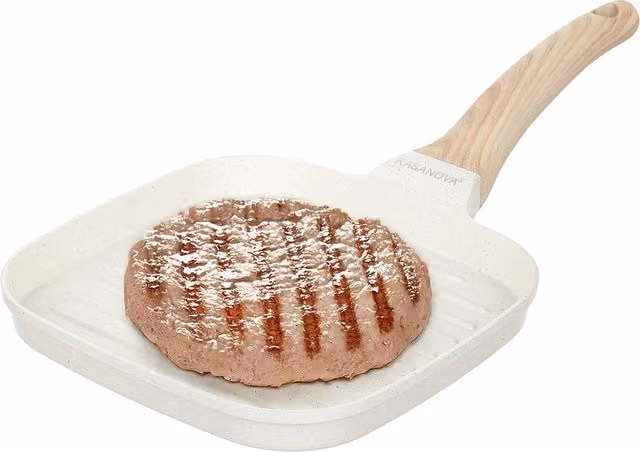 Bistecchiera grill Mini Mania Kasanova con rivestimento antiaderente in ceramica, beige e bianco, L: 20 cm x P: 20 cm