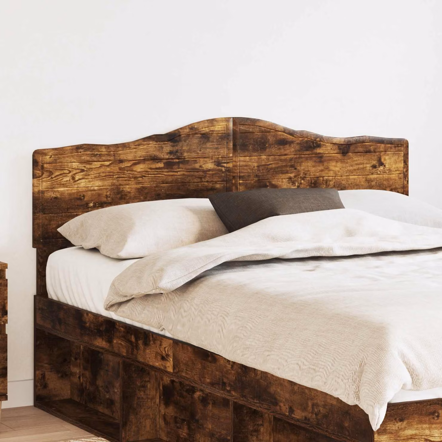 Testiera per letto vidaXL in legno ingegnerizzato Rovere fumé marrone con design minimalista