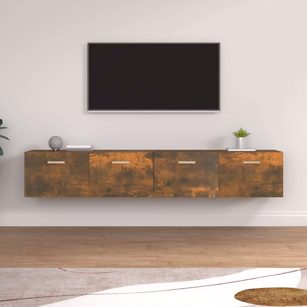 Set di 2 mobili da parete vidaXL in legno Rovere Fumo, L 100 x P 36,5 x H 35 cm