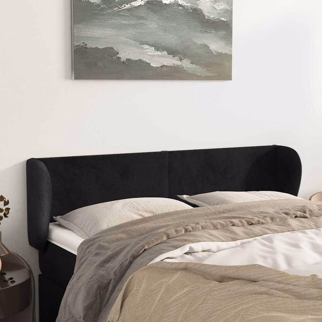 Testiera ad orecchio vidaXL in velluto nero L: 147 cm, P: 23 cm, H: 78-88 cm