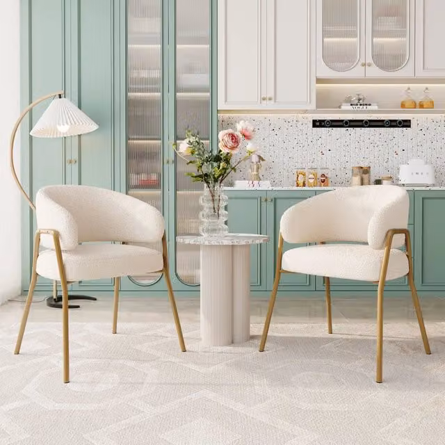 Sedia da Pranzo in Velluto Bianco con Gambe Oro ¨C MINIMAL ¨C Set 2 Pezzi