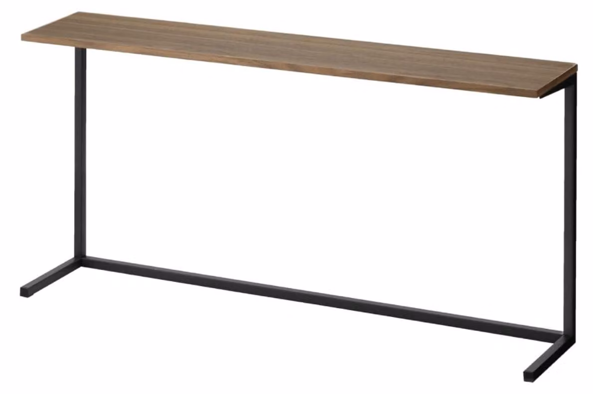 Ripiano portaoggetti da cucina con piano in legno, colore nero, dimensioni 90x18,3x46,7 cm