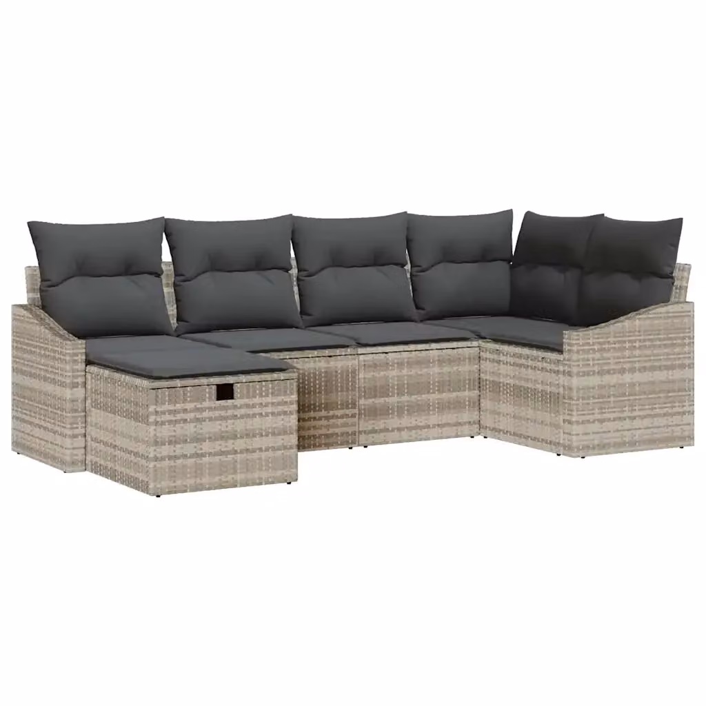 Set di divani da giardino vidaXL a forma di L composto da 6 pezzi in rattan grigio con cuscini inclusi – 2