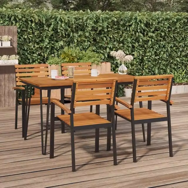 Tavolo Giardino con Gambe Forcella 140x80x75 cm Massello Acacia 319519