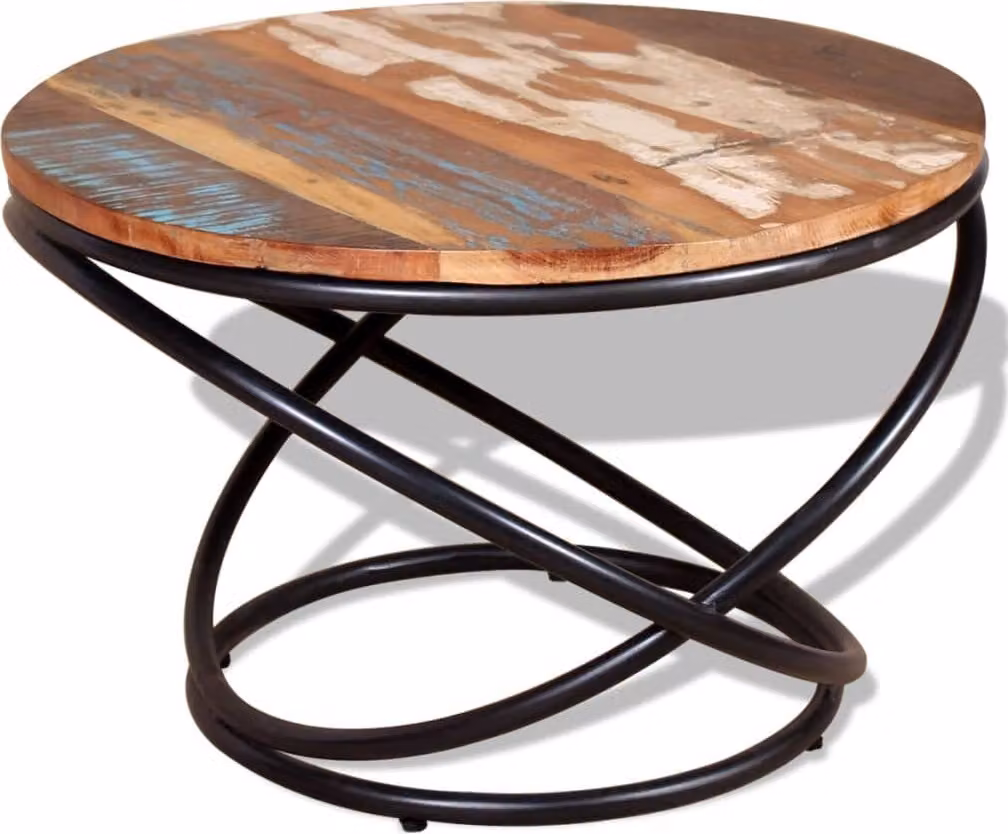 The Living Store Tavolino in legno massiccio antico 60x60x40 cm